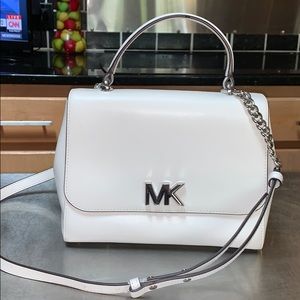 Michael Kors Optic White Mott Medium Satchel Purse
